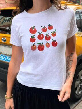 Tomato Print Baby Tee - Italian Girl Summer 90s Style